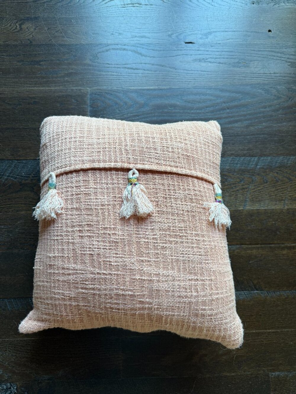 Anthropologie Peach Textured Tassel Throw Pillow 18x20